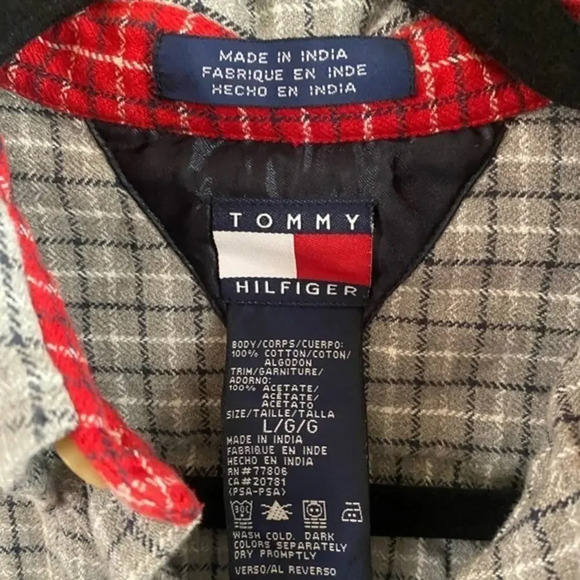 Tommy Hilfiger Gray Plaid Button Down Size Large - Picture 3 of 6